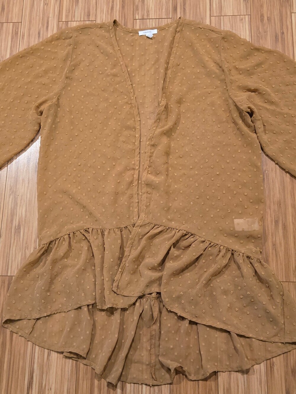 Maurices Mustard Textured Ruffle-Hem Jacket - Picture 2 of 8